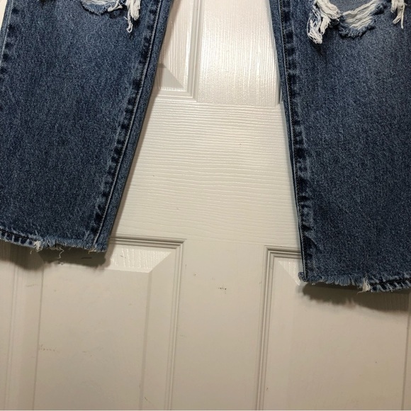 Pacsun Cotton Distressed Ripped Buttoned High Rise Straight Blue Wash Jeans 26 - Picture 8 of 16